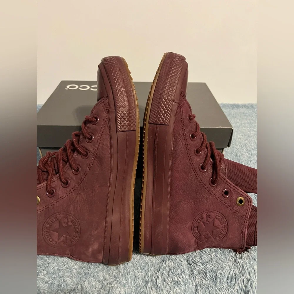 Converse High Top Sneakers - Maroon Leather women’s size 6.5 - Picture 4 of 11